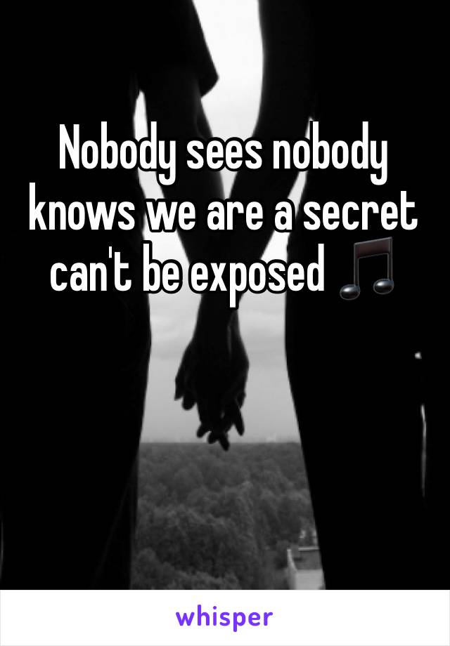 Nobody sees nobody knows we are a secret can't be exposed 🎵