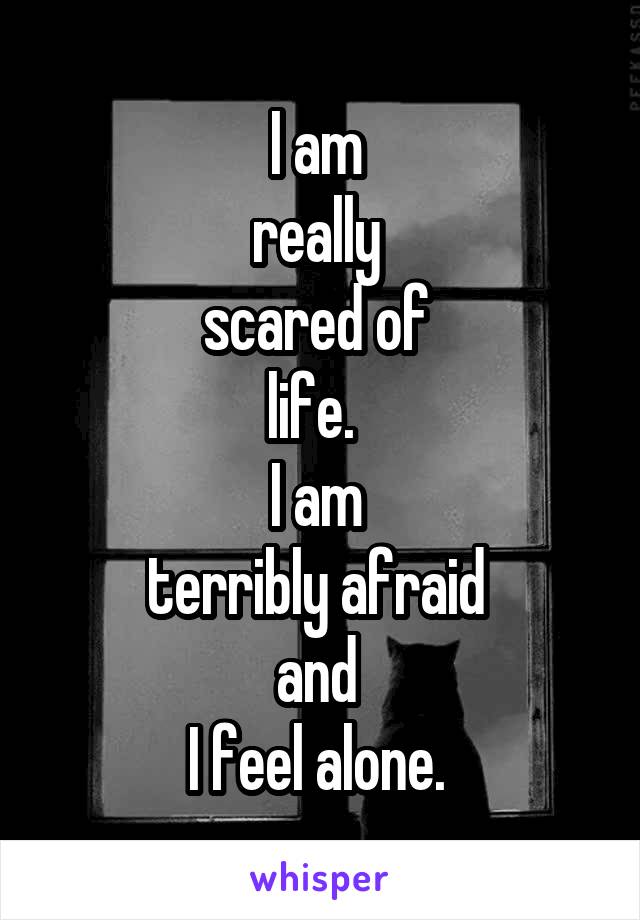 I am 
really 
scared of 
life.  
I am 
terribly afraid 
and 
I feel alone. 