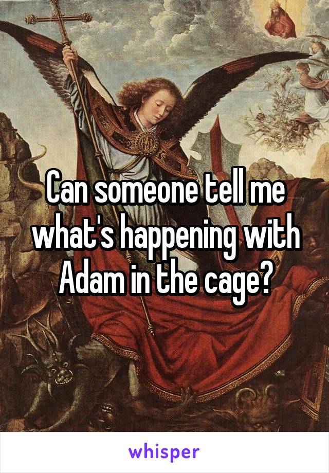 Can someone tell me what's happening with Adam in the cage?