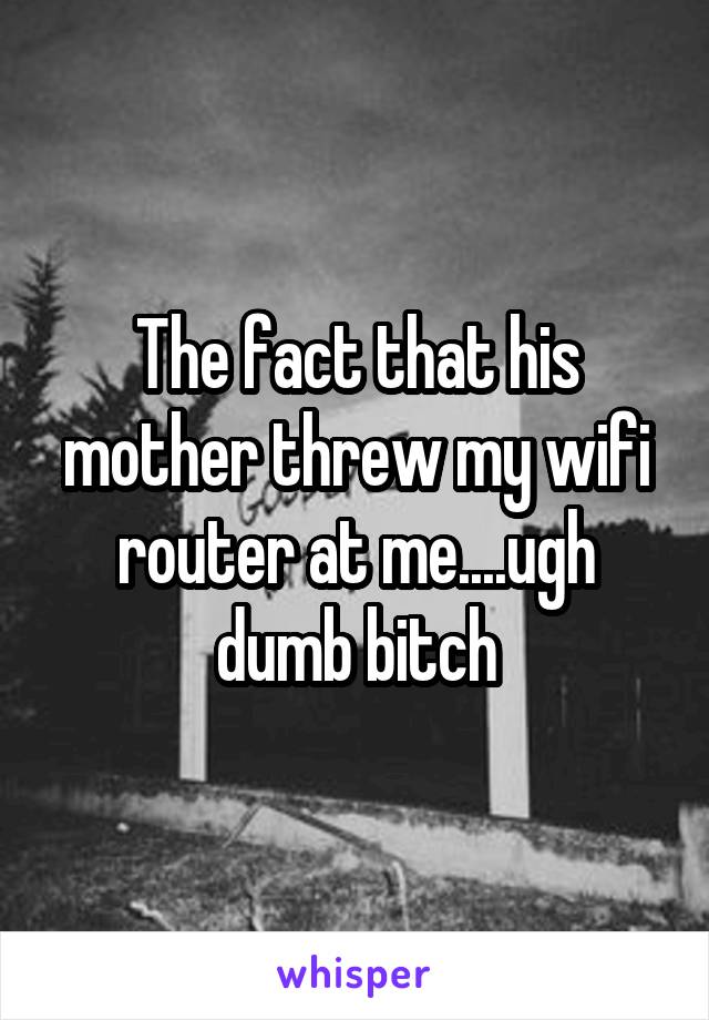 The fact that his mother threw my wifi router at me....ugh dumb bitch