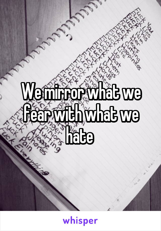 We mirror what we fear with what we hate 