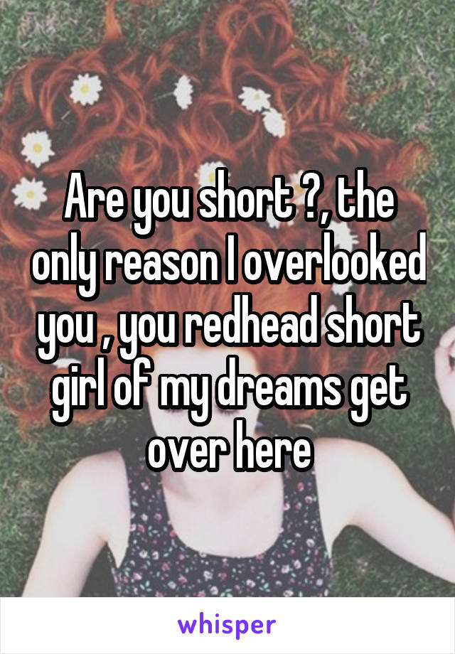 Are you short ?, the only reason I overlooked you , you redhead short girl of my dreams get over here