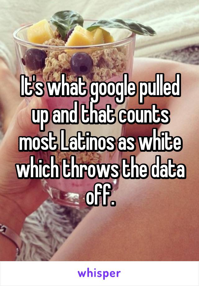 It's what google pulled up and that counts most Latinos as white which throws the data off.