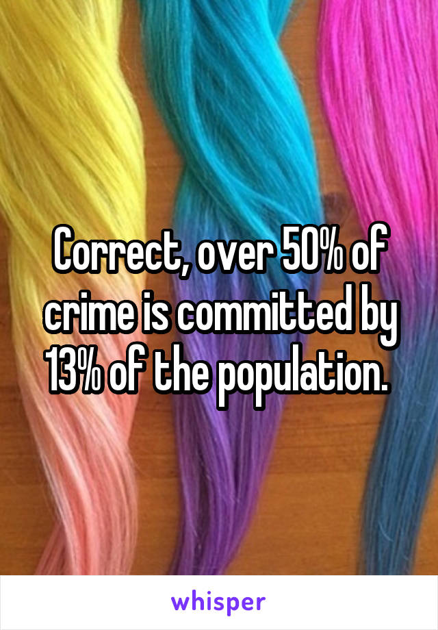 Correct, over 50% of crime is committed by 13% of the population. 