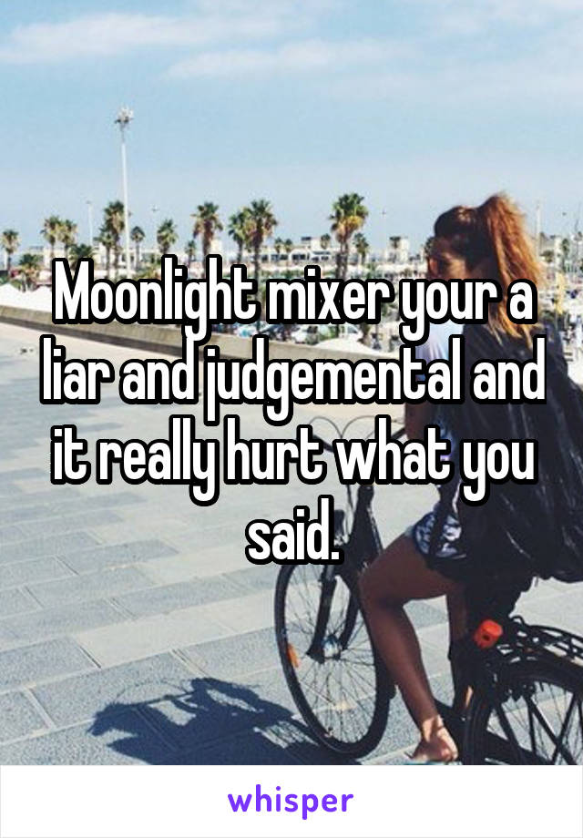 Moonlight mixer your a liar and judgemental and it really hurt what you said.