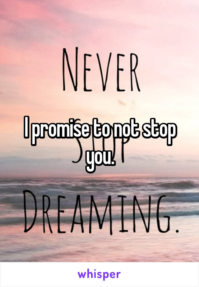 I promise to not stop you.