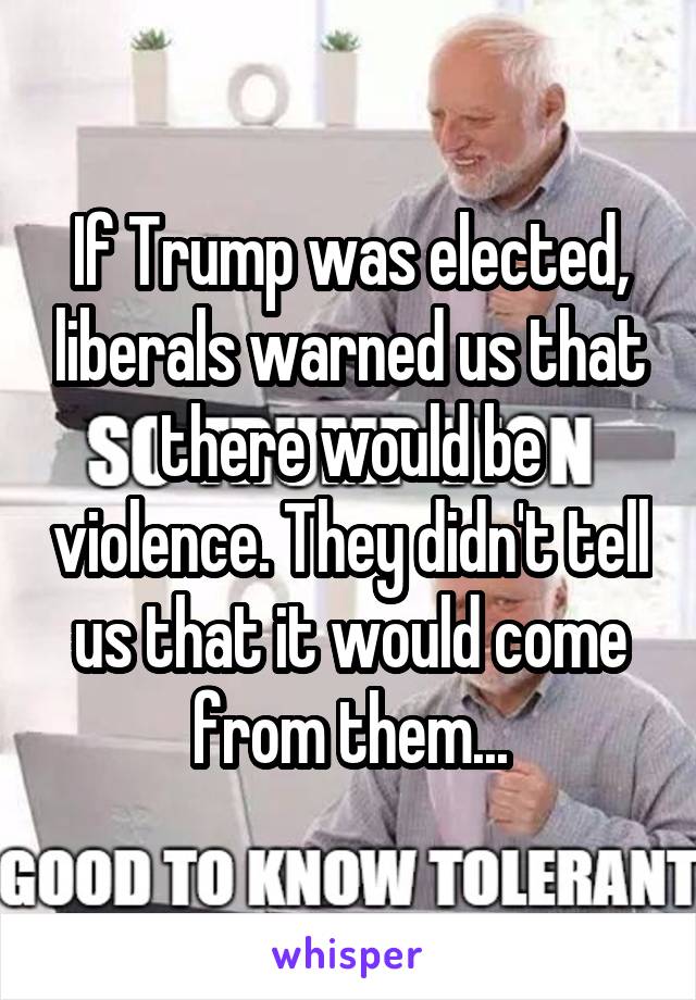 If Trump was elected, liberals warned us that there would be violence. They didn't tell us that it would come from them...