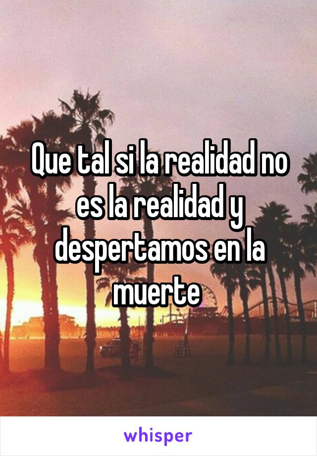 Que tal si la realidad no es la realidad y despertamos en la muerte 