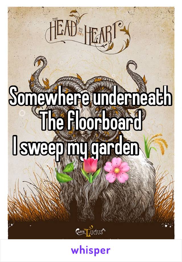 Somewhere underneath 
The floorboard
I sweep my garden 🌾🍃🌷🌸