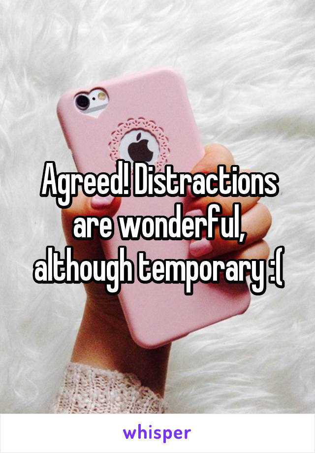 Agreed! Distractions are wonderful, although temporary :(