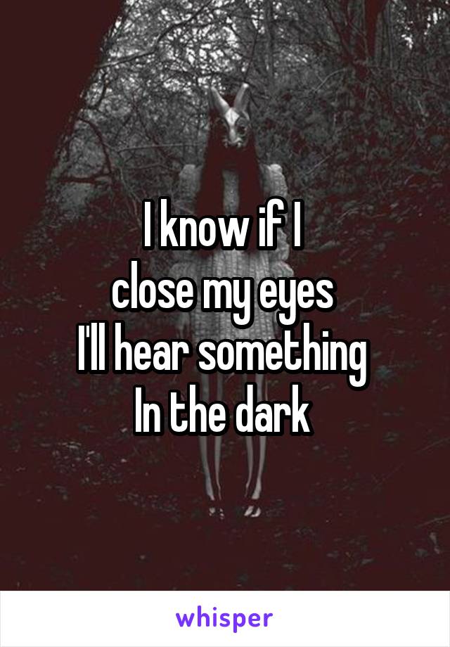 I know if I 
close my eyes 
I'll hear something 
In the dark 