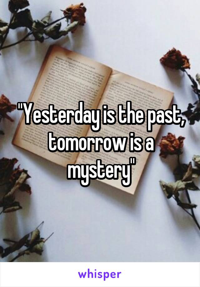 "Yesterday is the past, tomorrow is a mystery"