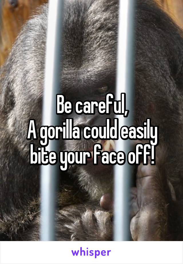 Be careful,
A gorilla could easily bite your face off!