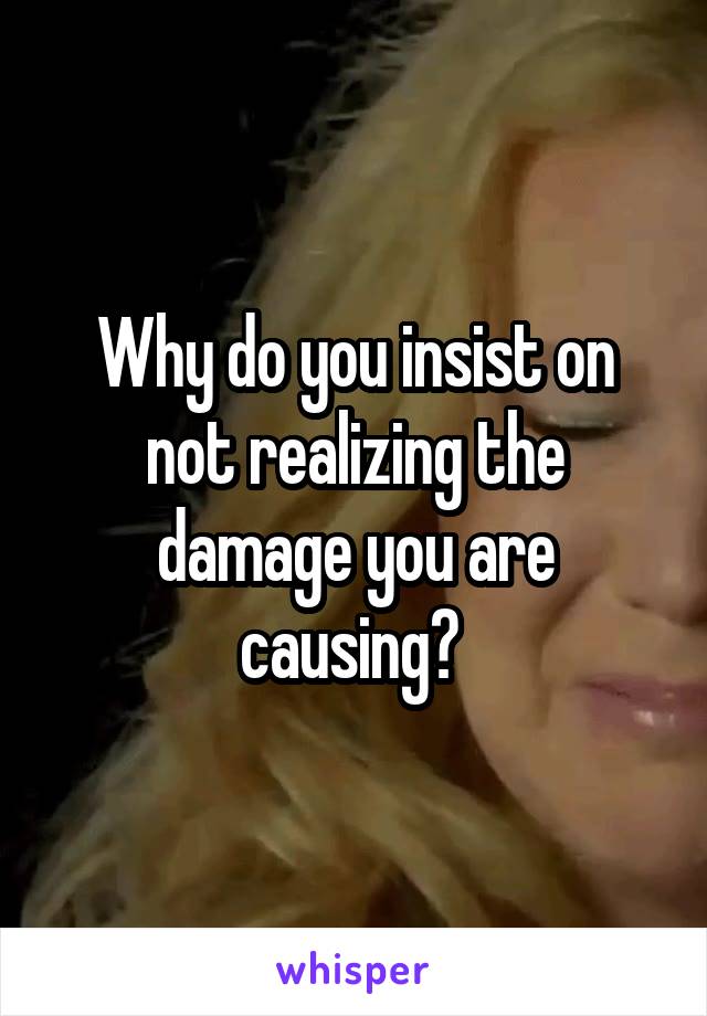 Why do you insist on not realizing the damage you are causing? 