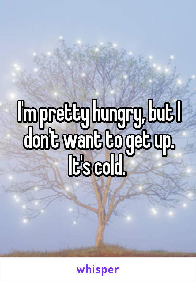 I'm pretty hungry, but I don't want to get up. It's cold. 