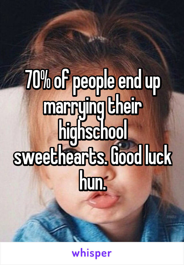 70% of people end up marrying their highschool sweethearts. Good luck hun.