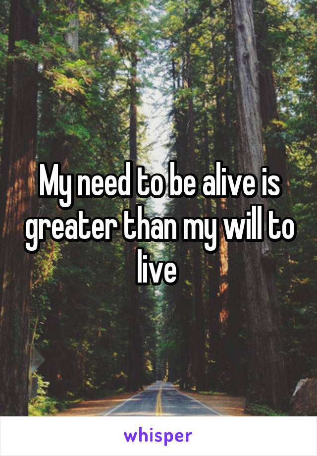 My need to be alive is greater than my will to live 