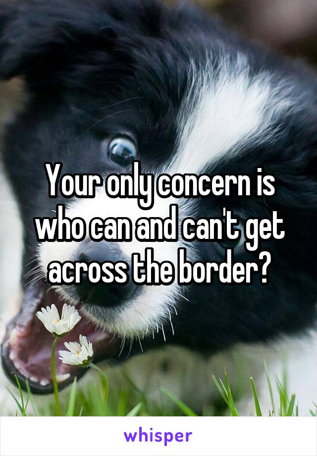 Your only concern is who can and can't get across the border?