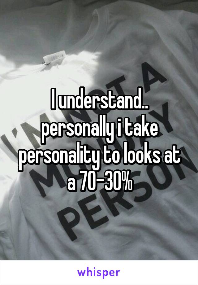 I understand.. personally i take personality to looks at a 70-30%