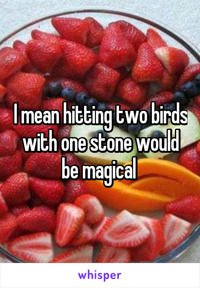 I mean hitting two birds with one stone would be magical 