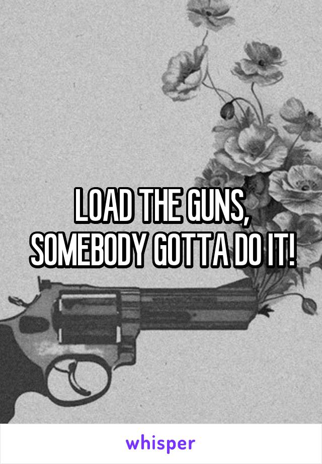 LOAD THE GUNS, SOMEBODY GOTTA DO IT!