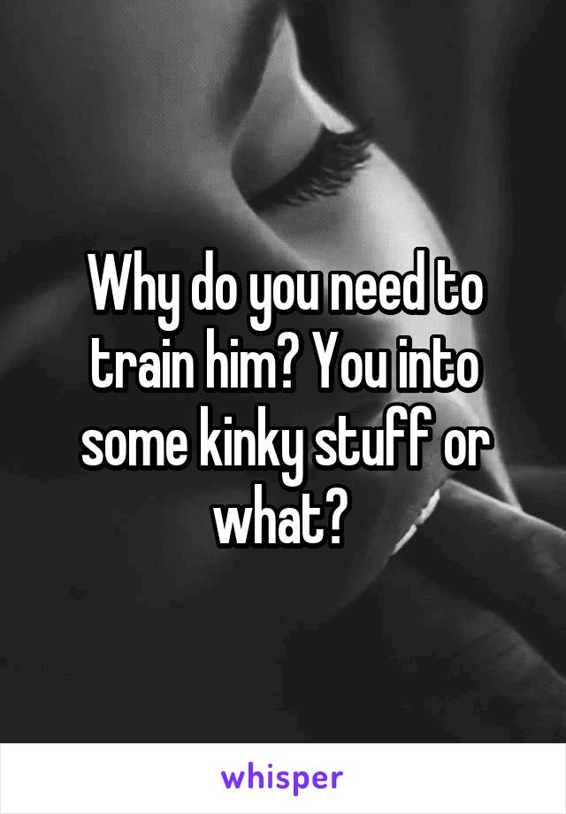 Why do you need to train him? You into some kinky stuff or what? 