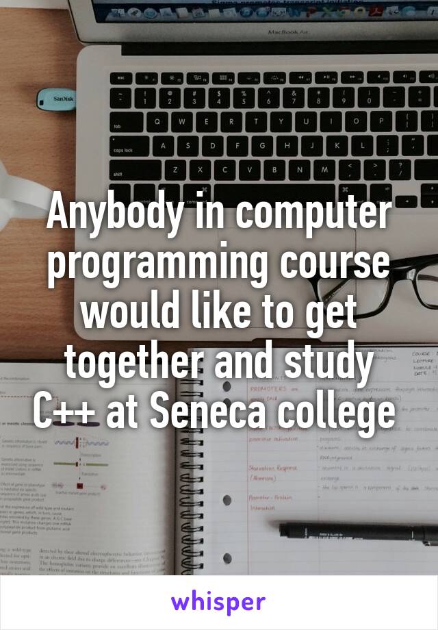 Anybody in computer programming course would like to get together and study C++ at Seneca college 