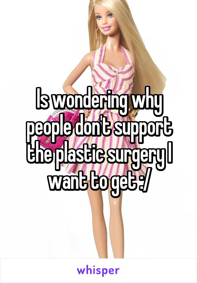 Is wondering why people don't support the plastic surgery I want to get :/