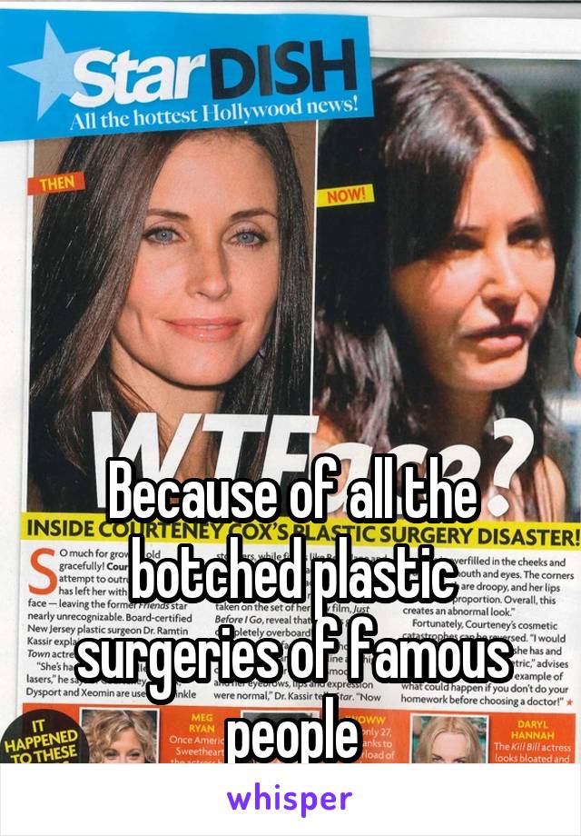 




Because of all the botched plastic surgeries of famous people