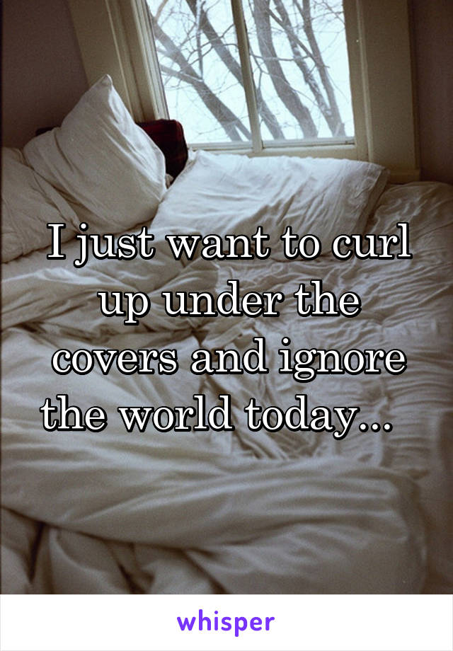 I just want to curl up under the covers and ignore the world today...  