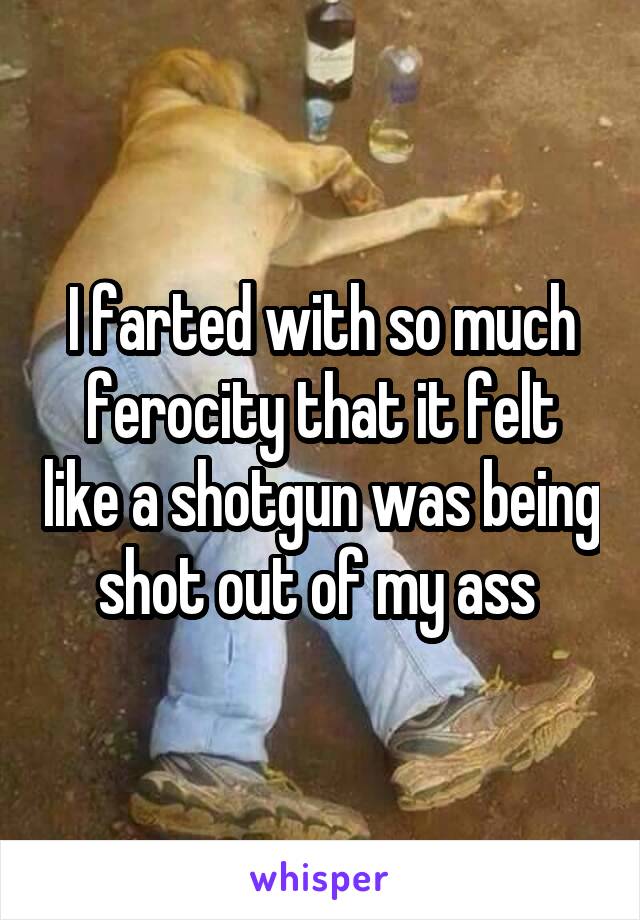 I farted with so much ferocity that it felt like a shotgun was being shot out of my ass 