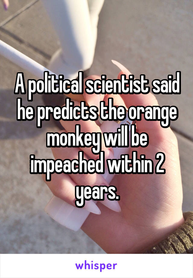 A political scientist said he predicts the orange monkey will be impeached within 2 years.