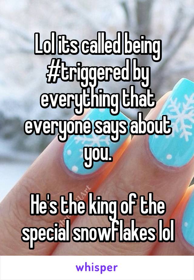 Lol its called being #triggered by everything that everyone says about you.

He's the king of the special snowflakes lol
