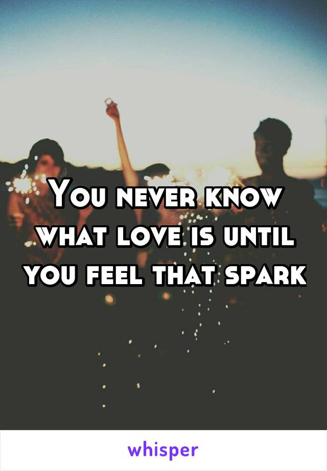 You never know what love is until you feel that spark