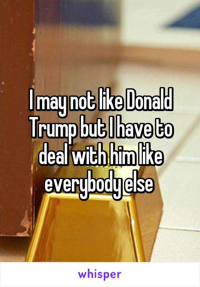 I may not like Donald Trump but I have to deal with him like everybody else 