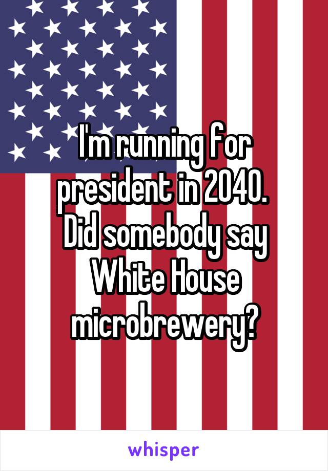 I'm running for president in 2040. 
Did somebody say White House microbrewery?