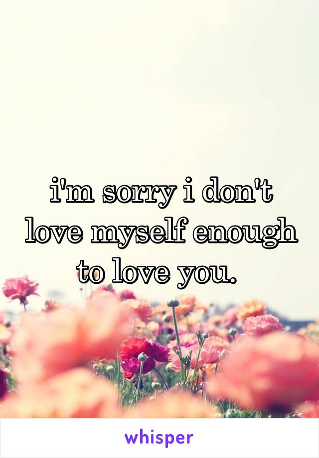 i'm sorry i don't love myself enough to love you. 