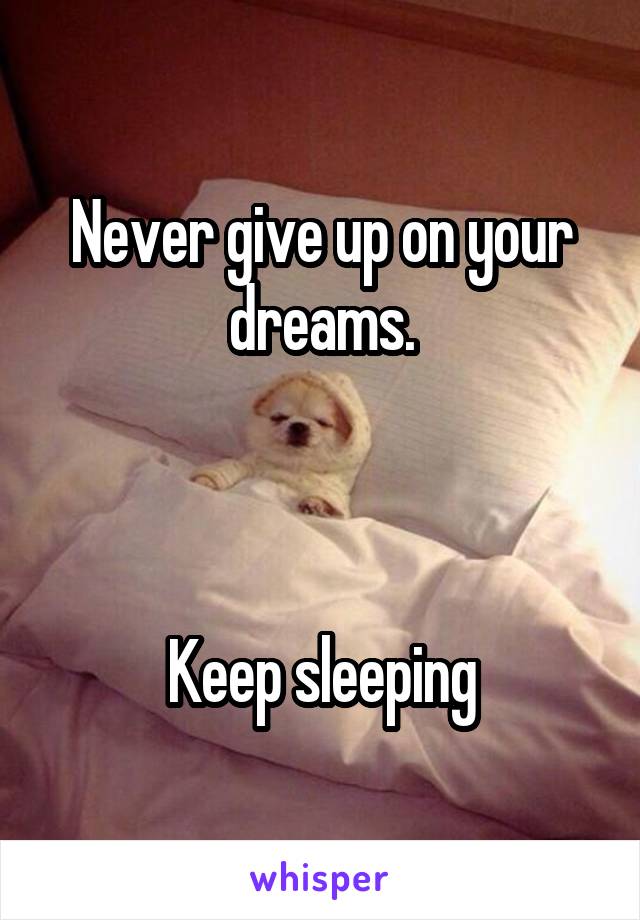 Never give up on your dreams.



Keep sleeping