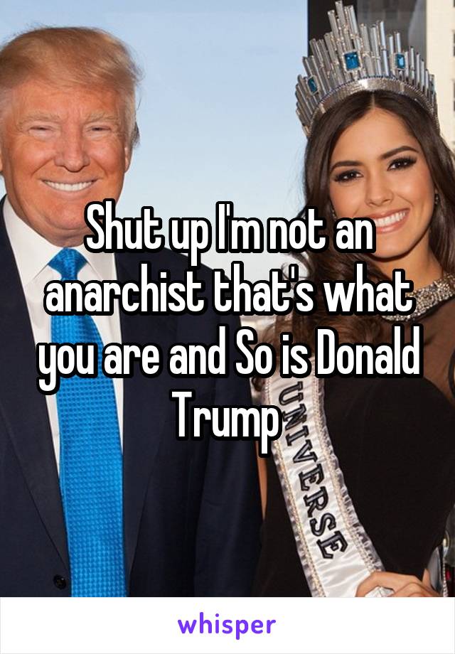 Shut up I'm not an anarchist that's what you are and So is Donald Trump 