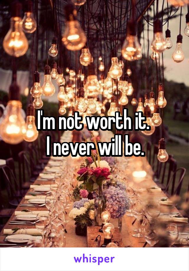 I'm not worth it. 
I never will be.