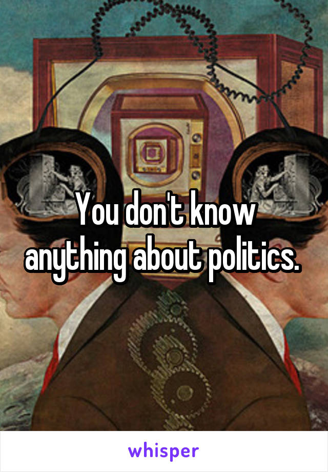 You don't know anything about politics. 