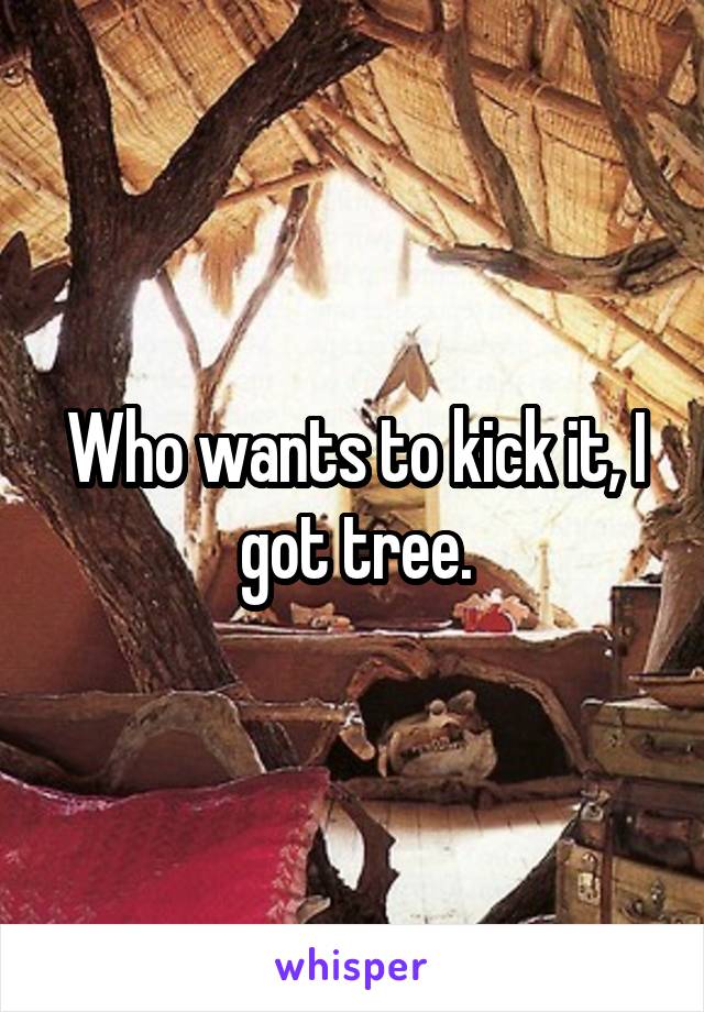 Who wants to kick it, I got tree.