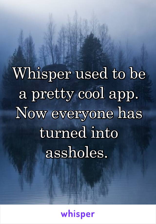 Whisper used to be a pretty cool app. Now everyone has turned into assholes. 