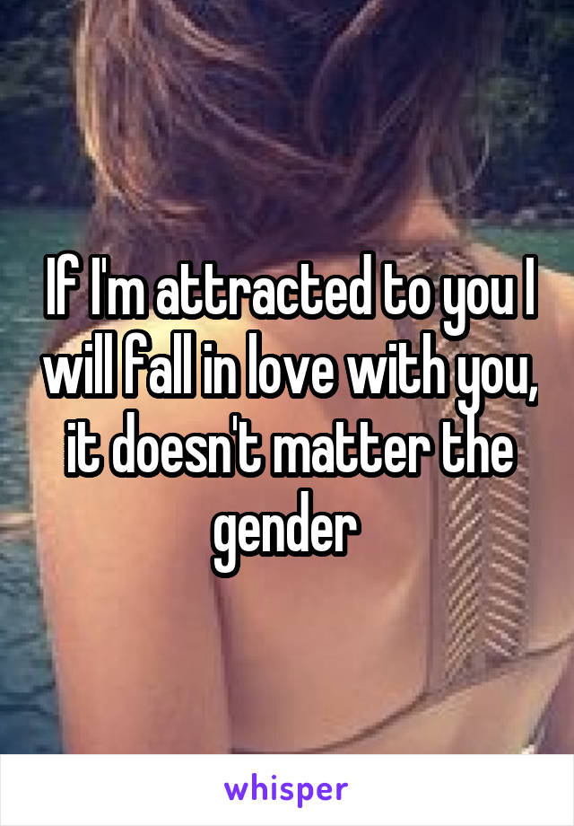 If I'm attracted to you I will fall in love with you, it doesn't matter the gender 