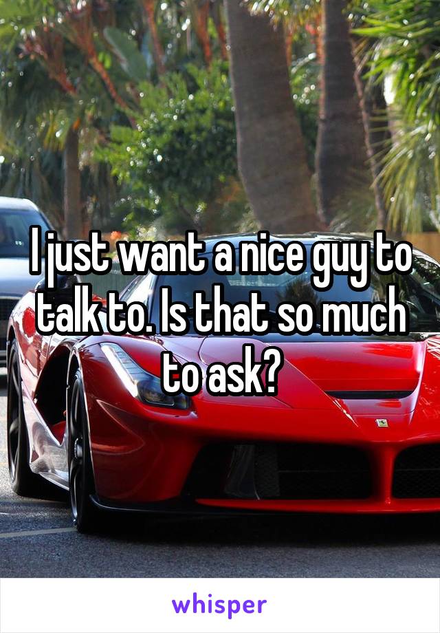 I just want a nice guy to talk to. Is that so much to ask?