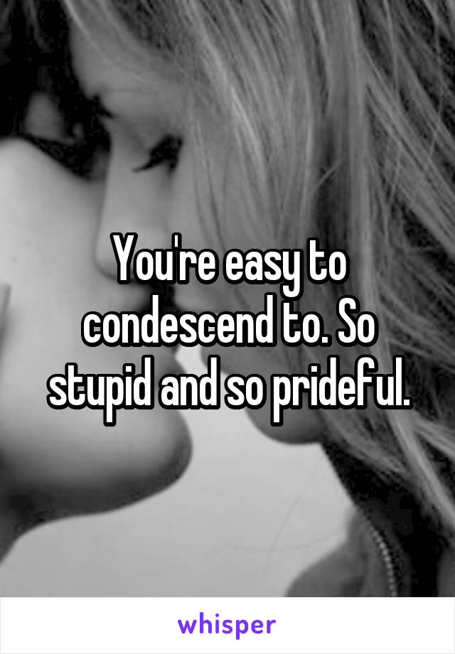 You're easy to condescend to. So stupid and so prideful.