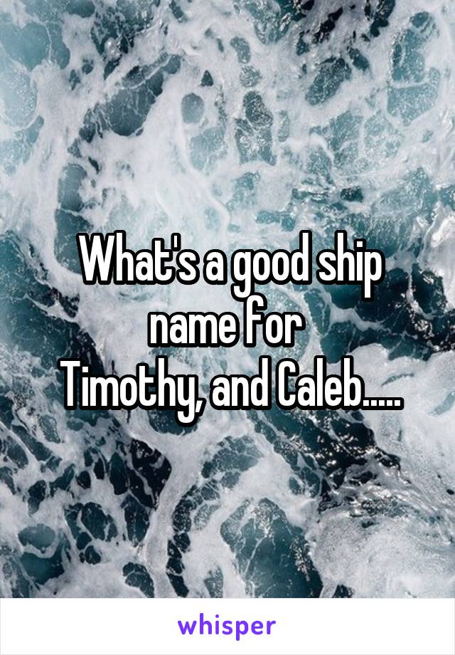 What's a good ship name for 
Timothy, and Caleb.....