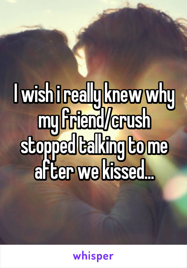 I wish i really knew why my friend/crush stopped talking to me after we kissed...