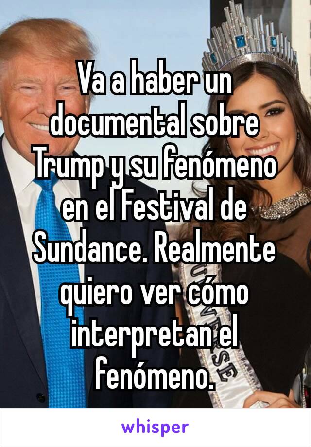 Va a haber un documental sobre Trump y su fenómeno en el Festival de Sundance. Realmente quiero ver cómo interpretan el fenómeno.