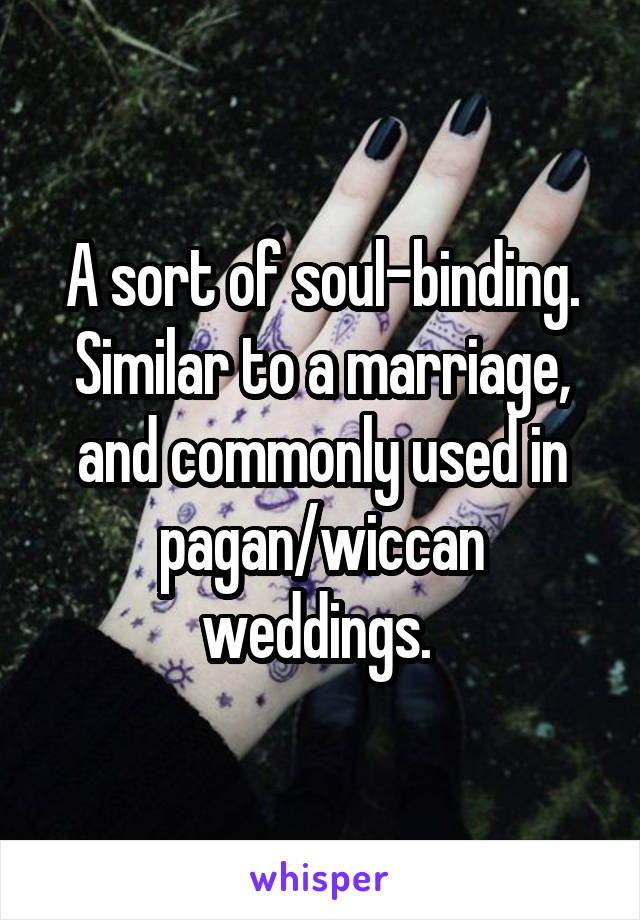 A sort of soul-binding. Similar to a marriage, and commonly used in pagan/wiccan weddings. 